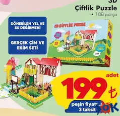3D ÇİFTLİK PUZZLE 108 PARÇA fiyat ve kampanya bilgisi